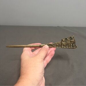 VTG 1950-60s Perched Owls Brass Letter Opener 8”